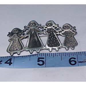 Vintage Cynthia Webb Brooch Four "The Girls" Pewter 1983 Artist Signed Pin Rare!